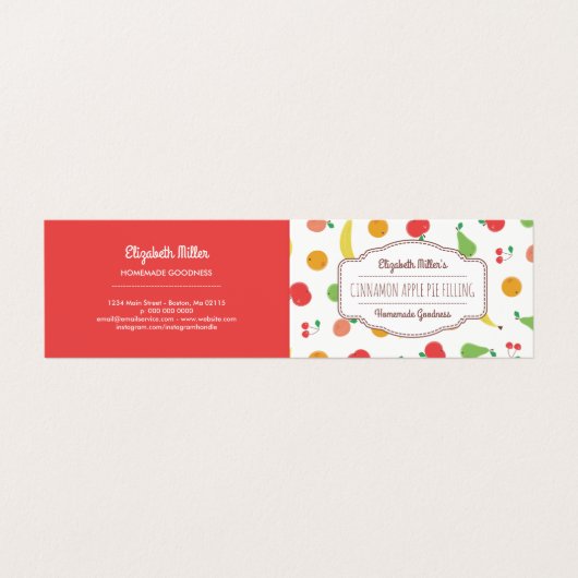 新鮮な果物の家の缶詰商品及びベーキングのこつのラベル 名刺 (外部フラット)