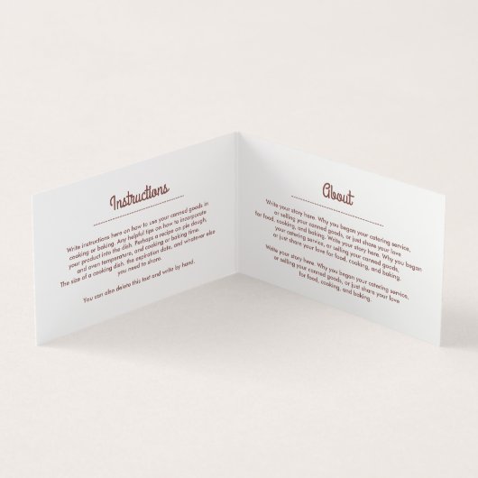 新鮮な果物の家の缶詰商品及びベーキングのこつのラベル 名刺 (内部)