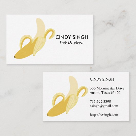 新鮮な果物：バナナ図解入りの、写真付きの 名刺 (正面/裏面)