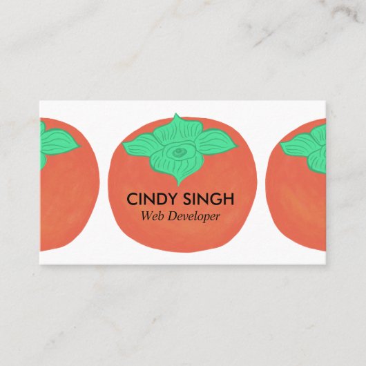 新鮮な果物：柿図解入りの、写真付きの 名刺 (正面)