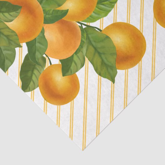 新鮮な柑橘類の水の色のピンストライプ模様 薄葉紙 (詳細)