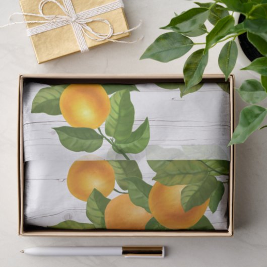 新鮮な柑橘類の水の色の素朴な白い木 薄葉紙 (ギフト)