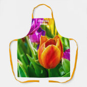 新鮮な柔らかいカラフルチューリップ エプロン (正面)
