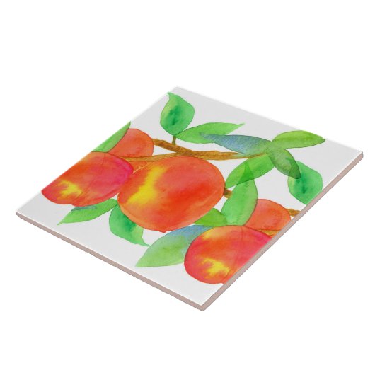 新鮮な桃の水色の果物 タイル (側面)