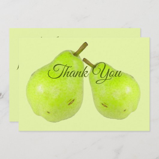 新鮮な梨の緑のジューシーで甘い サンキューカード (正面/裏面)