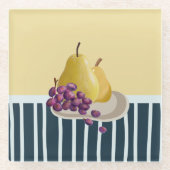 新鮮な梨 |静物モダン生 ガラスコースター (正面)