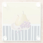 新鮮な梨 |静物モダン生 ガラスコースター (裏面)