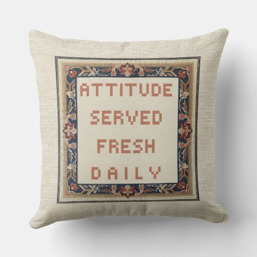 新鮮な毎日の刺繍で提供さおもしろいれフェイクた態度 クッション (裏面)