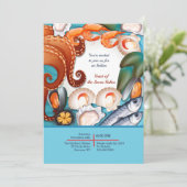 新鮮な海の幸のディナー・パーティー招待状 招待状 (スタンド正面)