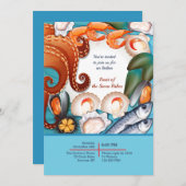 新鮮な海の幸のディナー・パーティー招待状 招待状 (正面/裏面)