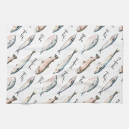 新鮮な海鮮魚の饗宴 キッチンタオル