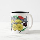 新鮮な焼き魚ギリシャのシーフ地中海のィード ツートーンマグカップ (正面右)