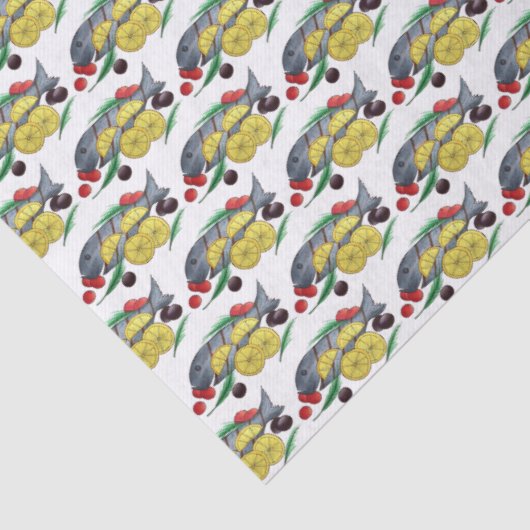 新鮮な焼き魚ギリシャのシーフ地中海のィード 薄葉紙 (詳細)