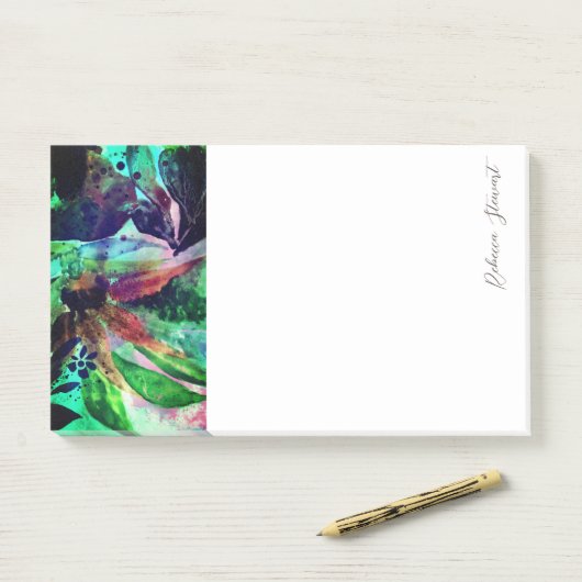 新鮮な熱帯の花離れとの絵を描台本 ポストイット (デスク)