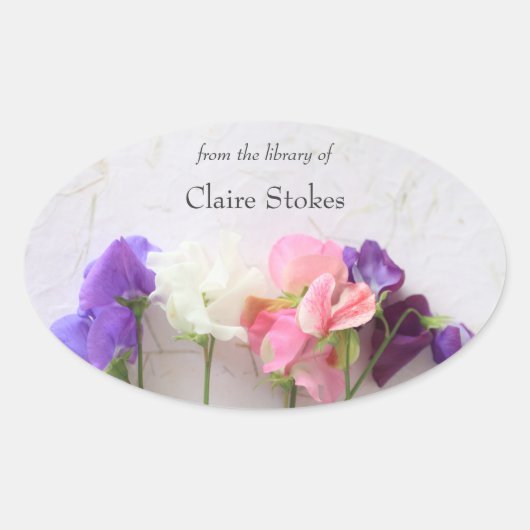 新鮮な甘いエンドウ蔵書票 楕円形シール (正面)