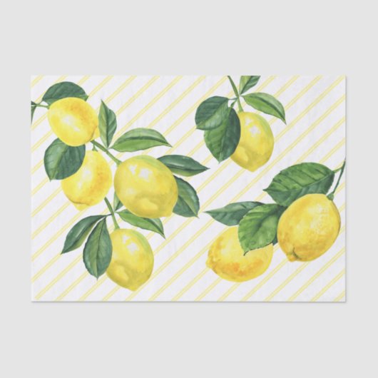 新鮮な田舎地方レモンの水の色のピンストライプ 薄葉紙 (正面)