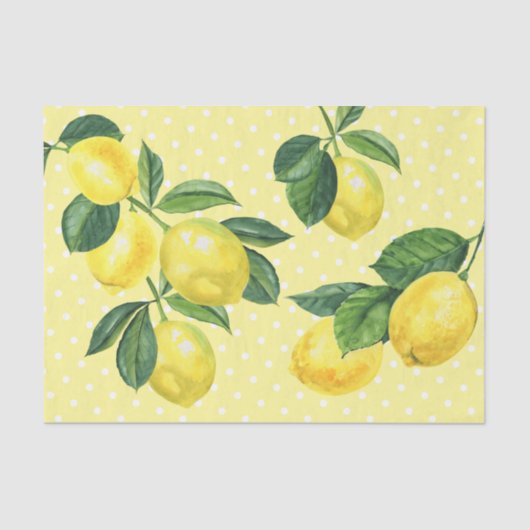 新鮮な田舎地方レモンの水の色の水玉模様 薄葉紙 (正面)