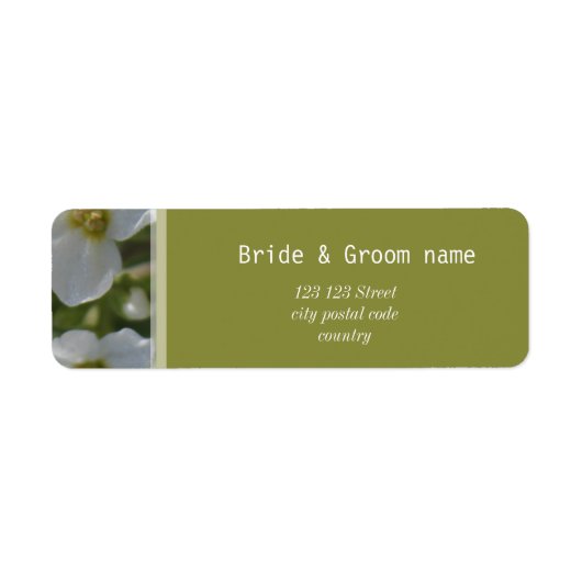 新鮮な白い庭の花の住所ラベル。 ラベル (正面)
