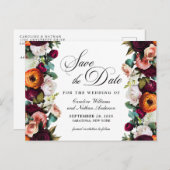 新鮮な秋ロマンチックなフローラ結婚式の日付を保存 ポストカード (正面/裏面)