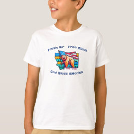 新鮮な空気 自由な大空 神の祝福 アメリカ モンタナ州 Tシャツ