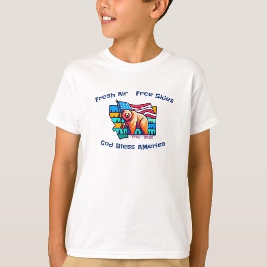 新鮮な空気 自由な大空 神の祝福 アメリカ モンタナ州 Tシャツ (正面)