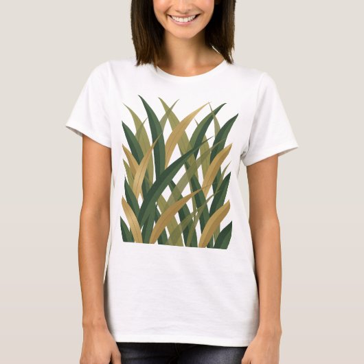 新鮮な緑のGOLDEN LEAVES主張デザイン Tシャツ (正面)