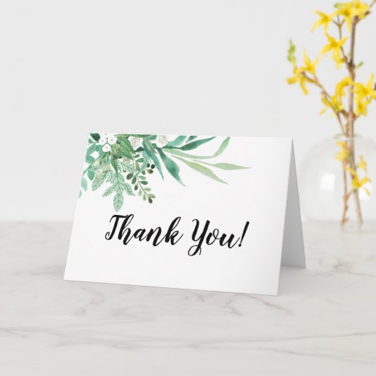 新鮮な葉カスタムウェディングフォトサンキュー カード (黄色い花)