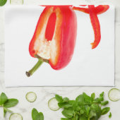 新鮮な赤唐辛子の写真と文字 キッチンタオル (折り畳み)