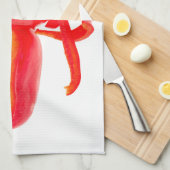 新鮮な赤唐辛子の写真と文字 キッチンタオル (四つ折り)