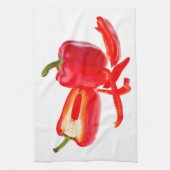 新鮮な赤唐辛子の写真と文字 キッチンタオル (縦)