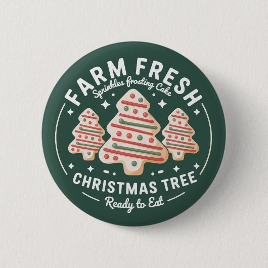 新鮮な農場のクリスマスツリーケーキ クリスマス ホリデー 缶バッジ (正面)