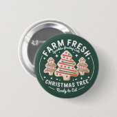 新鮮な農場のクリスマスツリーケーキ クリスマス ホリデー 缶バッジ (正面&裏面)