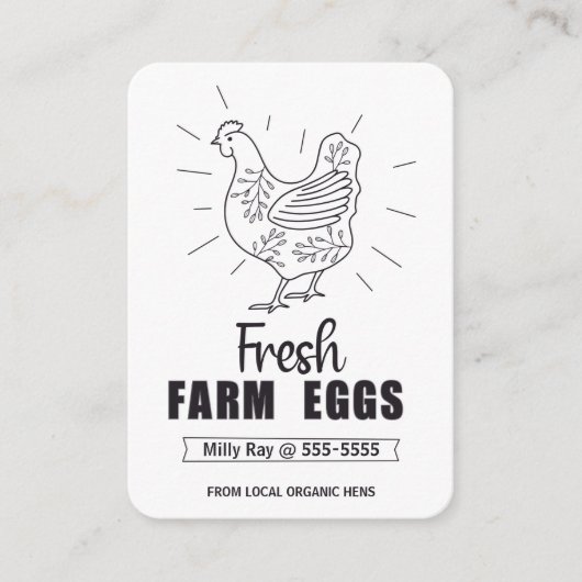 新鮮な農場用鶏卵 名刺 (正面)
