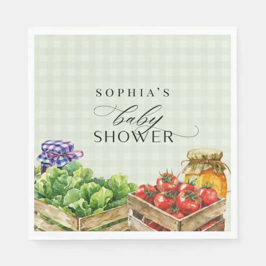 新鮮な農家市場地元で育った赤ちゃんシャワー スタンダードランチョンナプキン (正面)