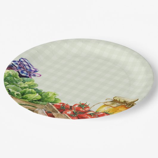 新鮮な農家市場地元で育った赤ちゃんシャワー ペーパープレート (アングル)