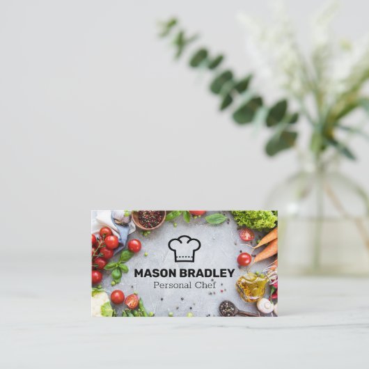 新鮮な農産物 | Chef Hat Logo名刺 名刺 (スタンド正面)