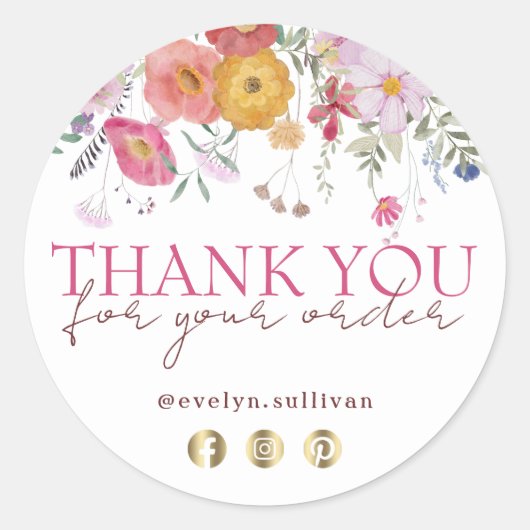 新鮮な野感謝してい花のシール ラウンドシール (正面)