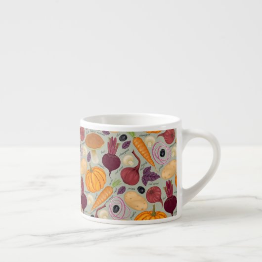 新鮮な野菜からのレトロの背景 エスプレッソカップ (右)