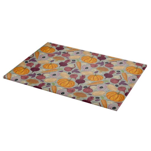 新鮮な野菜からのレトロの背景 カッティングボード (角)