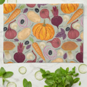 新鮮な野菜からのレトロの背景 キッチンタオル (折り畳み)