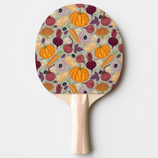 新鮮な野菜からのレトロの背景 卓球ラケット (正面)