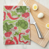 新鮮な野菜からの明るいパターン キッチンタオル (四つ折り)
