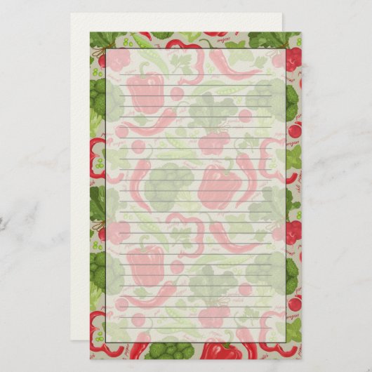 新鮮な野菜からの明るいパターン 便箋 (正面/裏面)