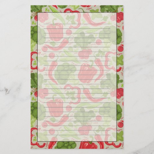 新鮮な野菜からの明るいパターン 便箋 (正面)