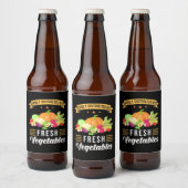 新鮮な野菜に気を取られる ビールラベル (ボトル)