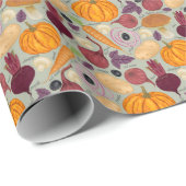 新鮮な野菜のレトロ背景 ラッピングペーパー (ロールコーナー)