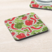 新鮮な野菜の明るい模様 コースター (左側)