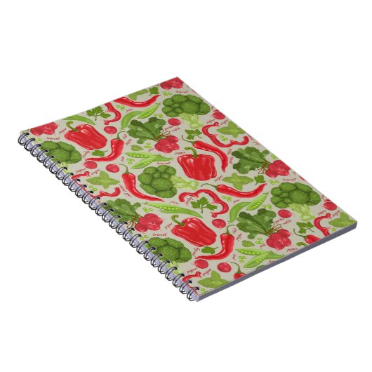 新鮮な野菜の明るい模様 ノートブック (右側)