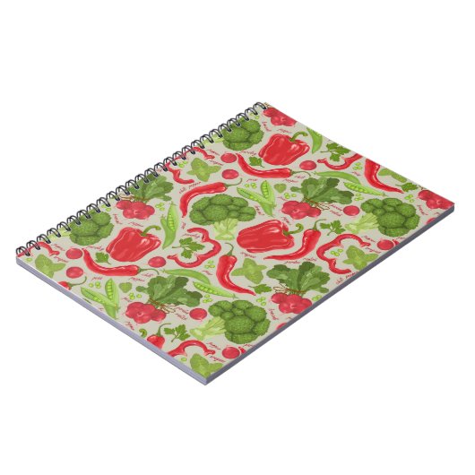 新鮮な野菜の明るい模様 ノートブック (左側)