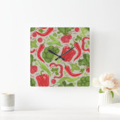 新鮮な野菜の鮮やかなパターン スクエア壁時計 (ホーム)